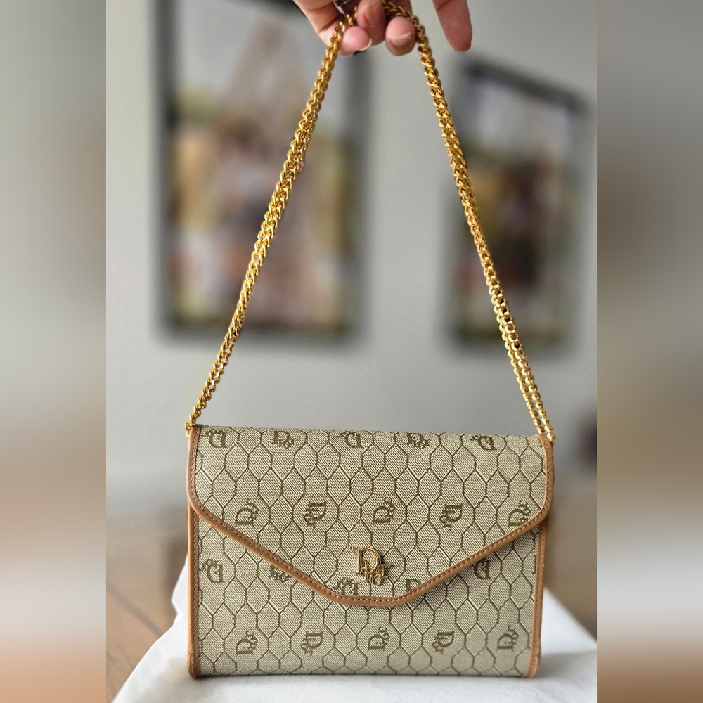 Vintage Christian Dior Honeycomb PVC Chain Shoulder Bag